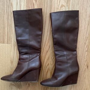 Sophie leather wedge boots 8